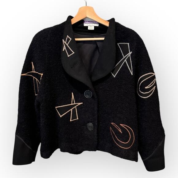 VTG MaryLou Ozbolt Storer Abstract Art Wool Jacket Size Small - Picture 3 of 13